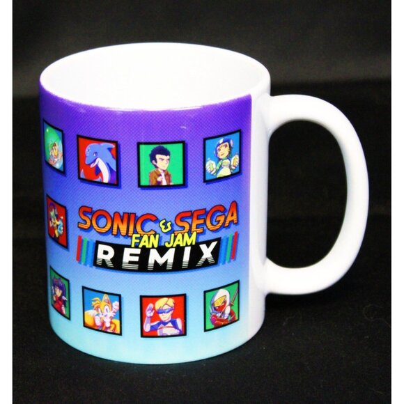 Vtg Sonic & Sega Fan Jam Remix Coffee Mug Cup Video Game Anime Dolphin Coatings - Picture 1 of 6